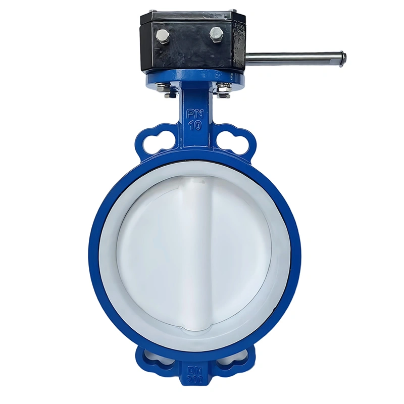 Wafer PTFE Lined Butterfly Valve WCB Wafer PTFE Lined Butterfly Valve Class150 for Corrosive Chemical Pipeline - Image 1